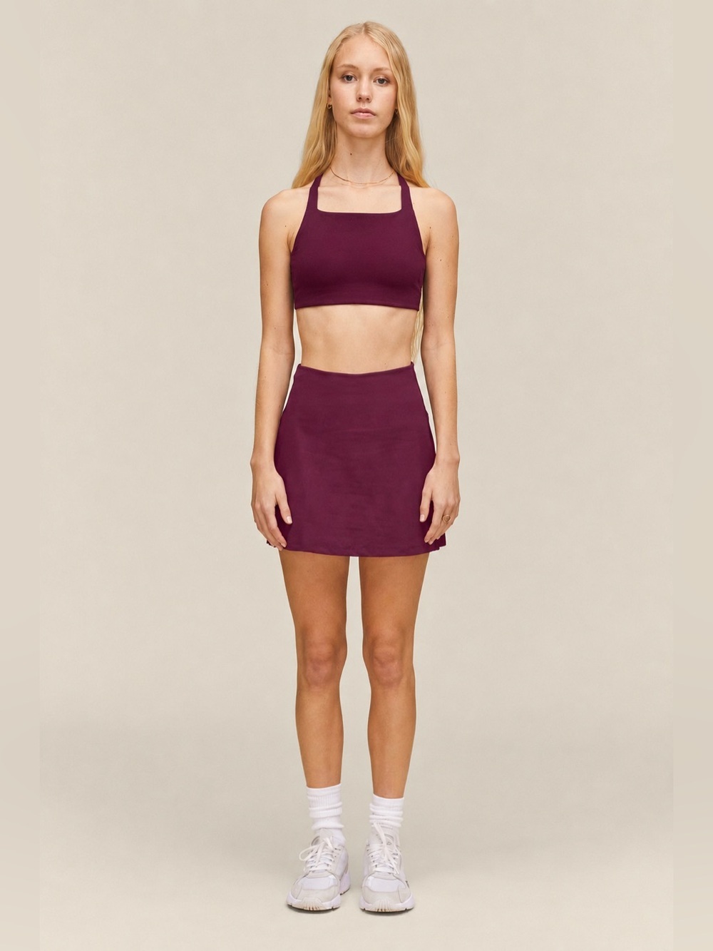 GIRLFRIEND COLLECTIVE Plum Skort Set S/M